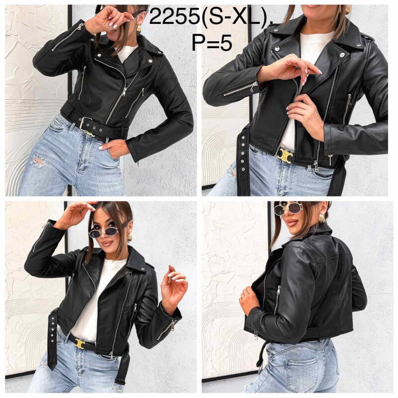 Kurtki damskie skórzana Roz S-XL, 1 Kolor Paczka 5 szt